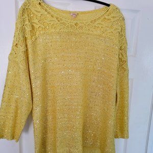 🌺 Reba Sunny Yellow Lace Sweater Large